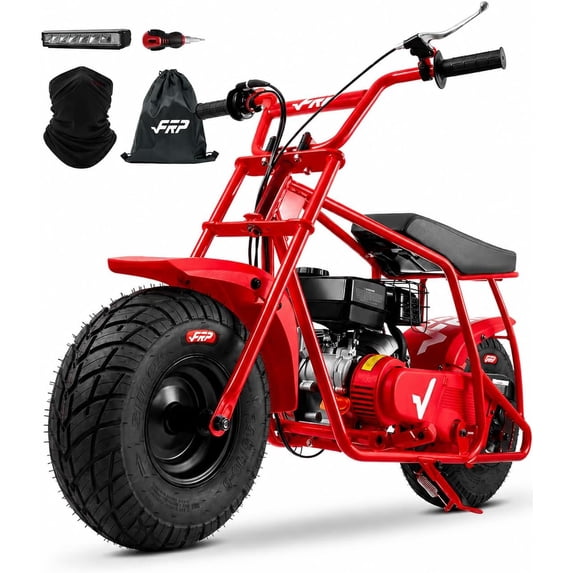 99cc 4-Stroke Gas Powered Mini Bike for Teens Ages 13+, Up to 28 MPH, Pull Start, Automatic Clutch, Rear Disc Brake, 145/70-6 Street Tires, 220 lb Capacity