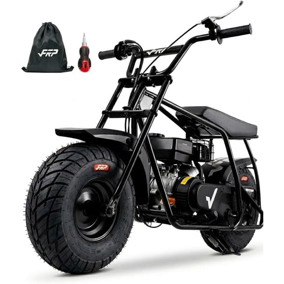 99cc 4-Stroke Gas Powered Mini Bike for Teens Ages 13+, Up to 28 MPH, Pull Start, Automatic Clutch, Rear Disc Brake, 145/70-6 Street Tires, 220 lb Capacity