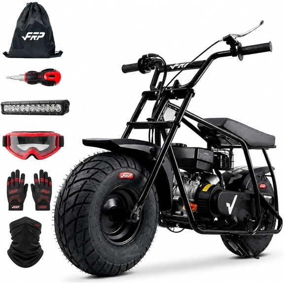 99cc 4-Stroke Gas Powered Mini Bike for Teens Ages 13+, Up to 28 MPH, Pull Start, Automatic Clutch, Rear Disc Brake, 145/70-6 Street Tires, 220 lb Capacity