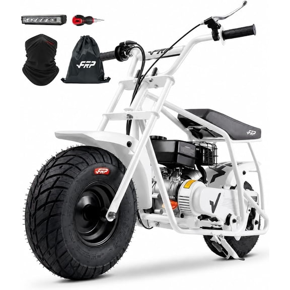 99cc 4-Stroke Gas Powered Mini Bike for Teens Ages 13+, Up to 28 MPH, Pull Start, Automatic Clutch, Rear Disc Brake, 145/70-6 Street Tires, 220 lb Capacity