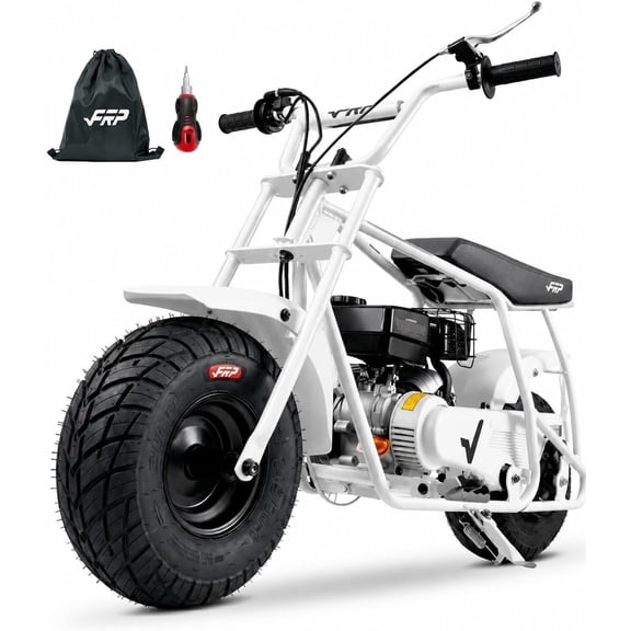 99cc 4-Stroke Gas Powered Mini Bike for Teens Ages 13 , Up to 28 MPH, Pull Start, Automatic Clutch, Rear Disc Brake, 145/70-6 Street Tires, 220 lb Capacity