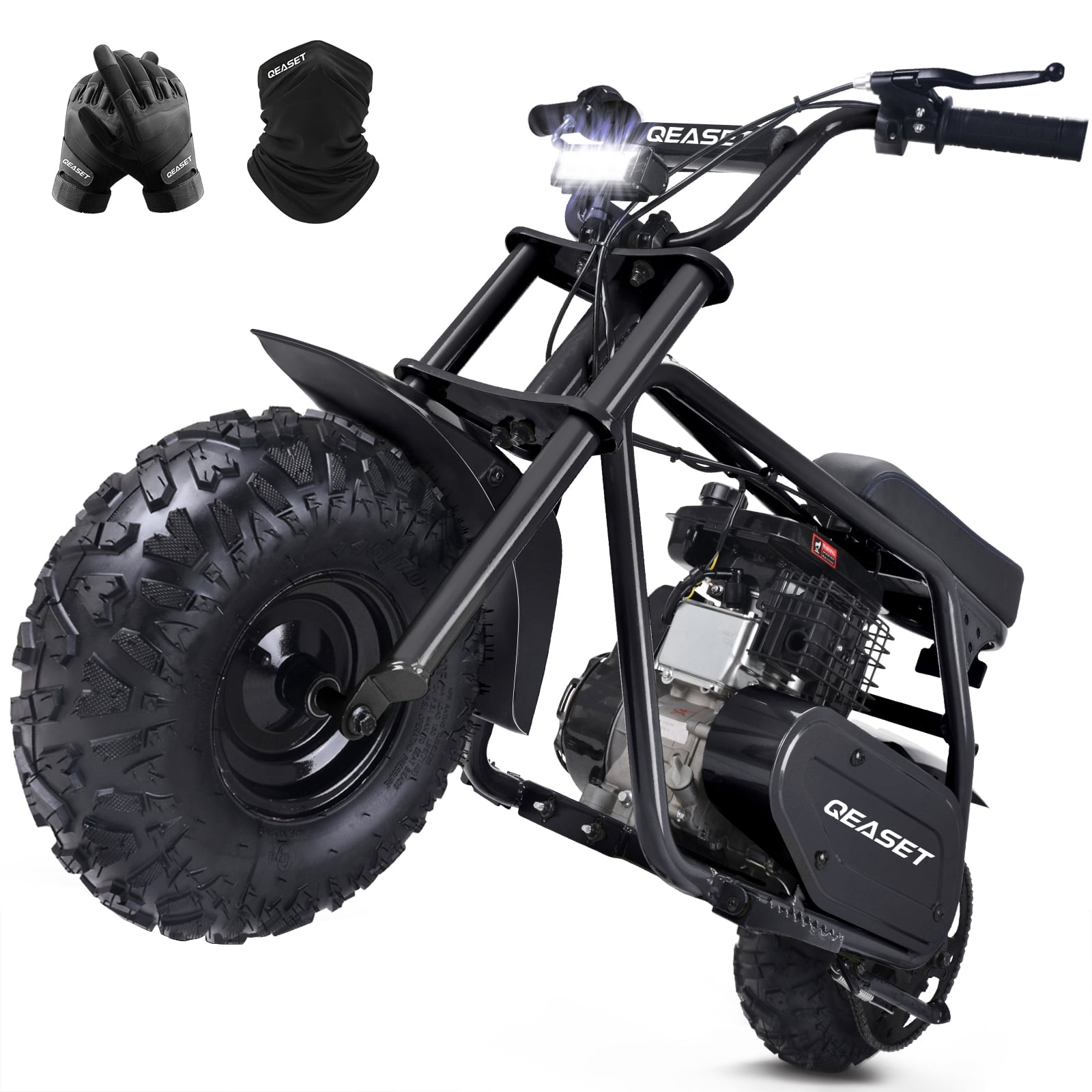 AT-mini ブラック 99cc Dirt Bike, Gas Powered, 4-Stroke with LED Headlight, 25MPH