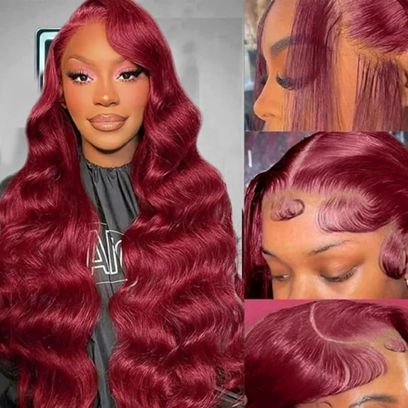 99j Burgundy Lace Front Wigs Human Hair 13x6 Body Wave Lace Front Wigs Human Hair Pre Plucked Glueless Red Wig Wine Red Lace Front Wigs Human Hair Wigs for Women Reddish Brown 180% Density 20Inch