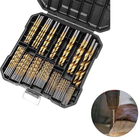 99pc High-Speed Steel Titanium-Plated Twist Drill Bit Set for Woodworking Eyelet Iron Aluminum Alloy Hole Opener with Storage Case