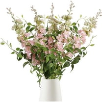 9Artificial Delphinium Pink Flowers Combo Clematis Greenery Stems 33.5" Pink Long Stem Larkspur Artificial Flowers for Wedding Centerpieces Bridal Bouquet Home Party Table Decor (Pink)