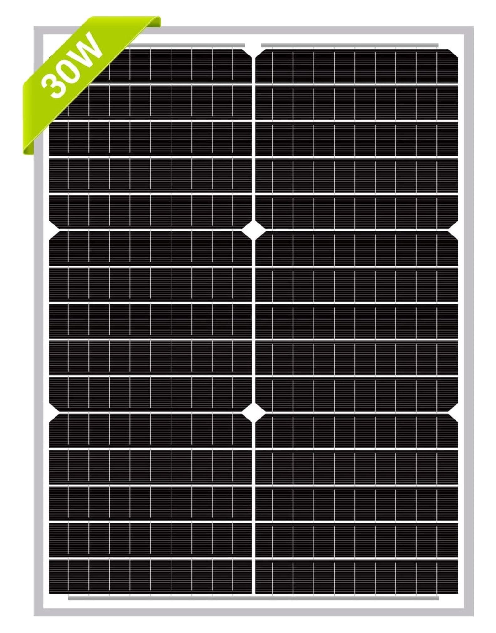 9BB 30W 12V Solar Panel High-Efficiency Monocrystalline PV Module Designed for Off Grid System, Your Battery of RV, Boat, Camper, Trailer, Gate Opener 30W Solar Panel