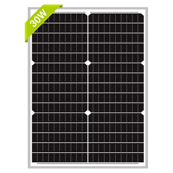 9BB 30W 12V Solar Panel High-Efficiency Monocrystalline PV Module Designed for Off Grid System, Your Battery of RV, Boat, Camper, Trailer, Gate Opener 30W Solar Panel