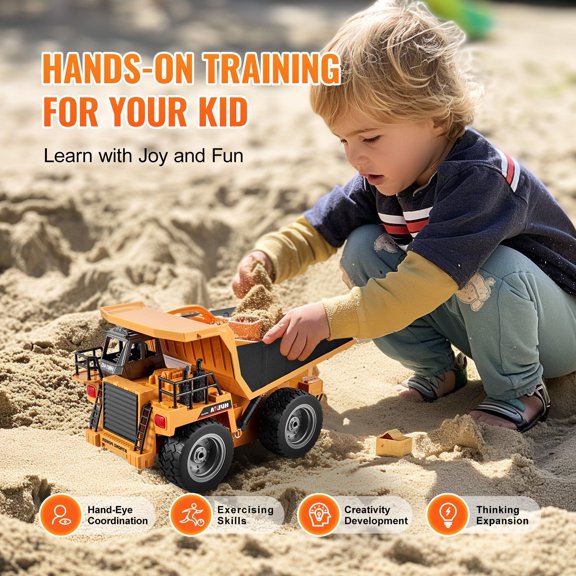 9CH RC Dump Truck Toy - 1:18 Scale Construction Vehicle with Remote, Xmas Gift