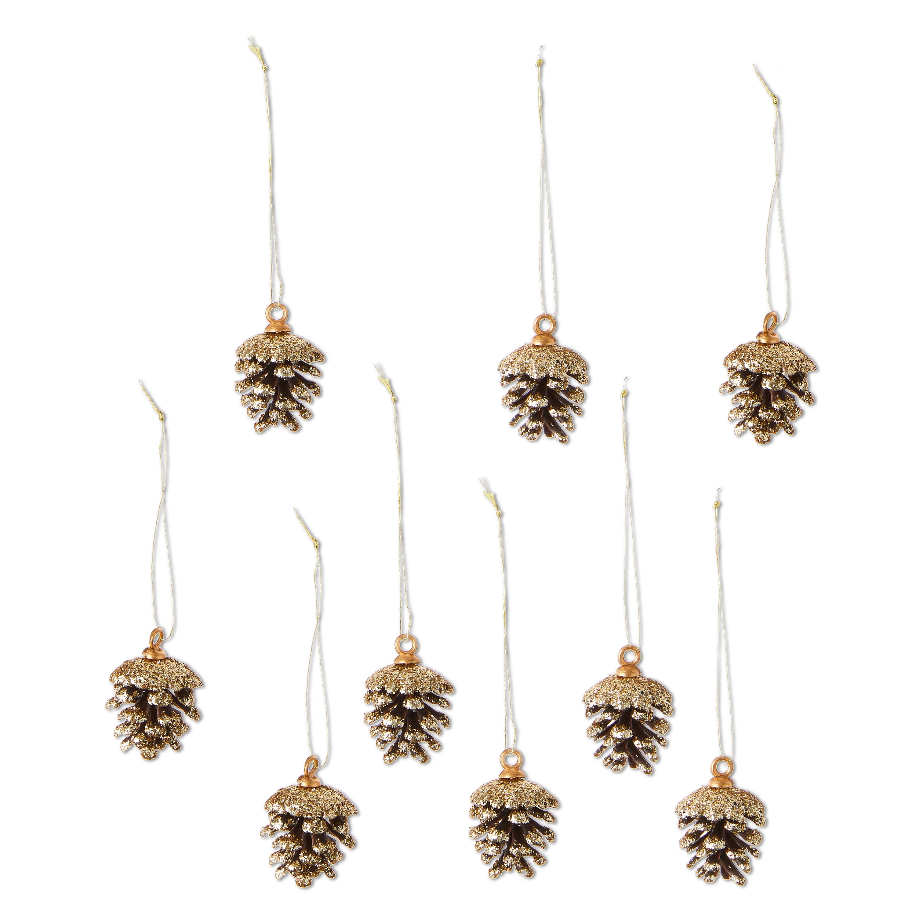 Gold Glitter Pinecone Mini Christmas Ornaments, 9 Count, by Holiday Time