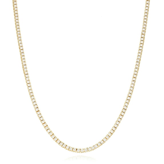 9CTW Simulated Diamond 2.8mm 14k Yellow Gold Over Silver Tennis Necklace 16"-20"