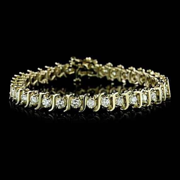9Ct Round Cut Lab Created Diamond Tennis Bracelet 14K Yellow Gold Plated