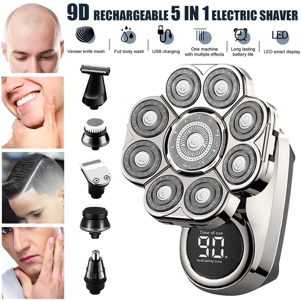 Electric  Shaver for Bald Men,DFITO 5-in-1 Head Shaver for Bald Men, IPX6 Waterproof Wet Dry Shaving with LED Display