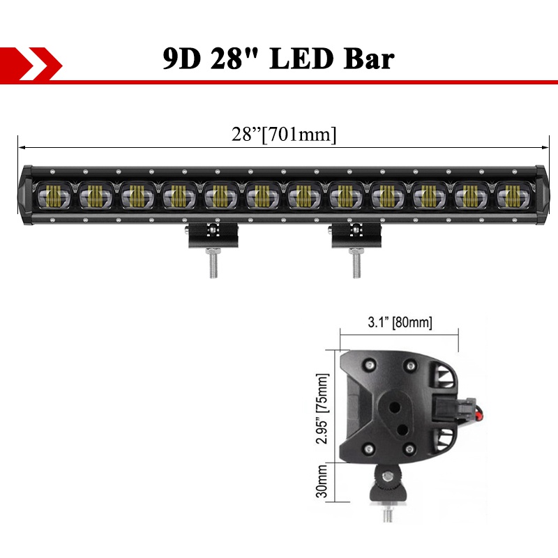 9D Lens Tractor Car SUV 4wd 4x4 Flood LED Work Light Bar For Jeep Ford