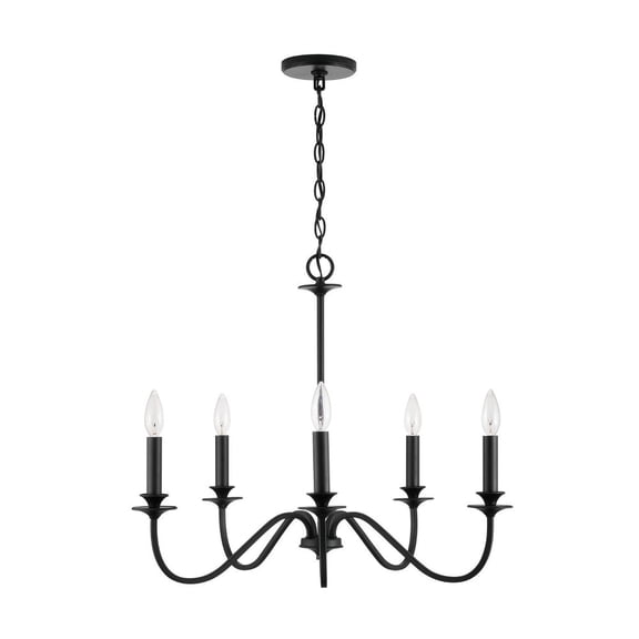9F375A Austin Allen 5 Light Chandelier-Matte Black Finish