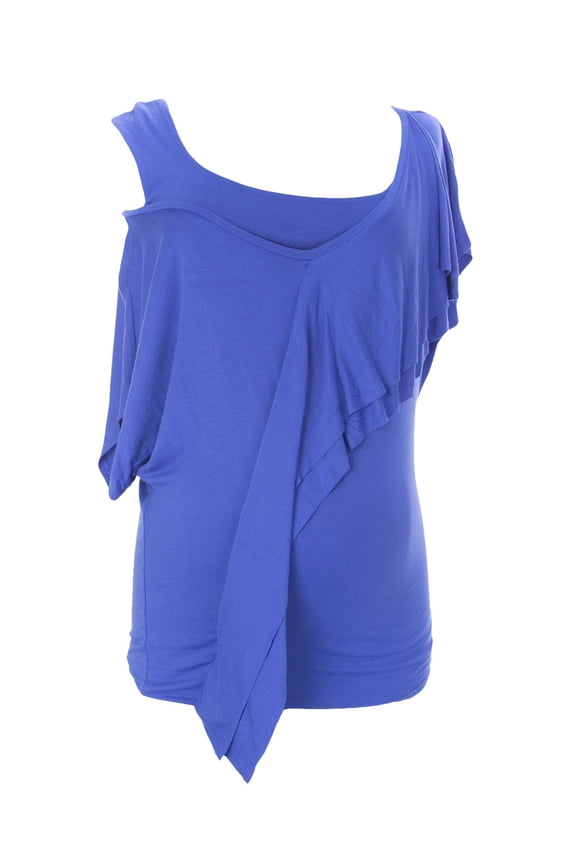 9FASHION Maternity Women's Andrea Off_Shoulder Blouse, Small, Blue