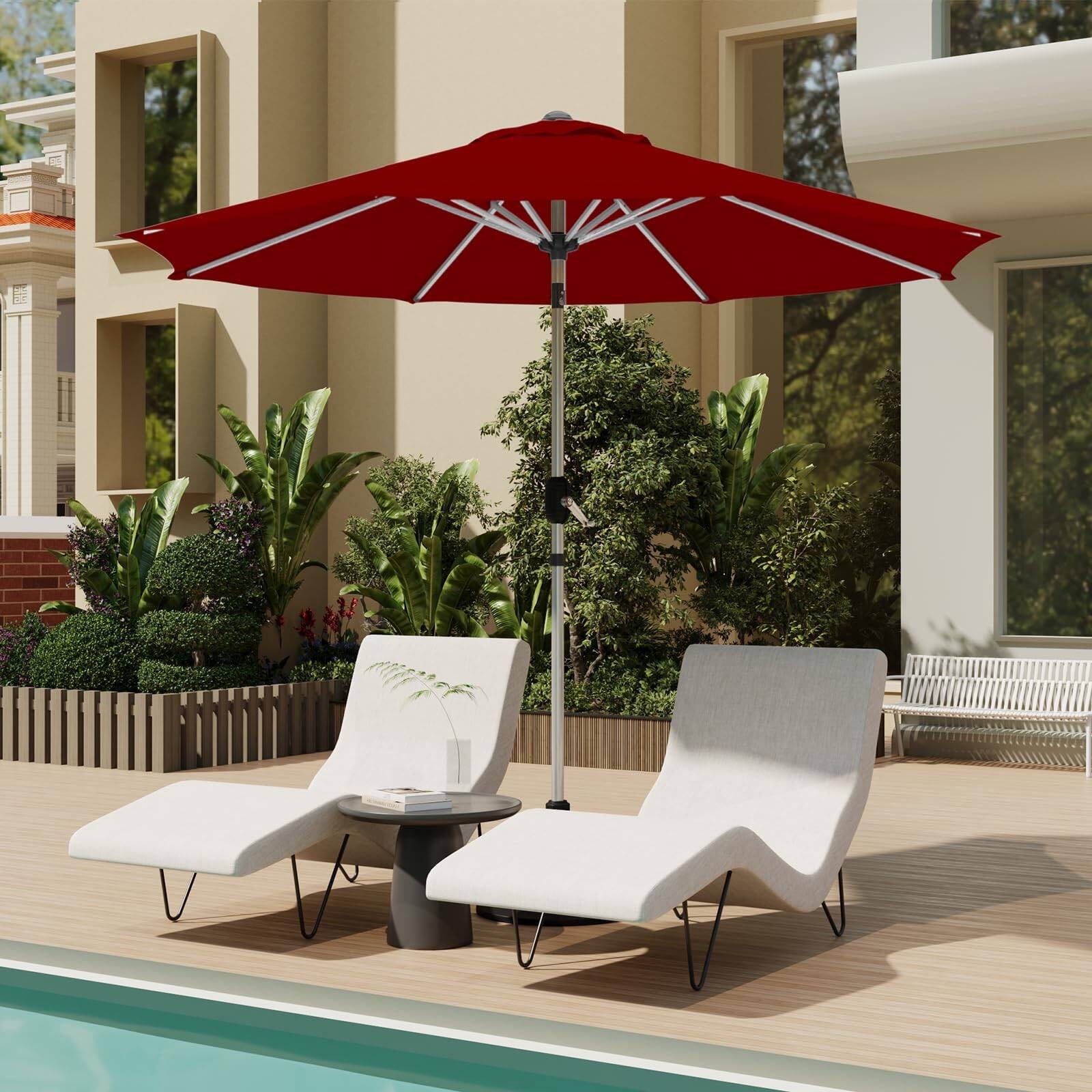 9FT Aluminum Outdoor Patio Umbrella, Fade-Resistant Market Umbrella ...