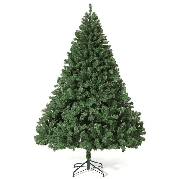 9FT Artificial Christmas Tree,Hinged Spruce Tree with 2400 Branch Tips, Meatl Foldable Base,Easy Assembly Holiday Decoration (Green)