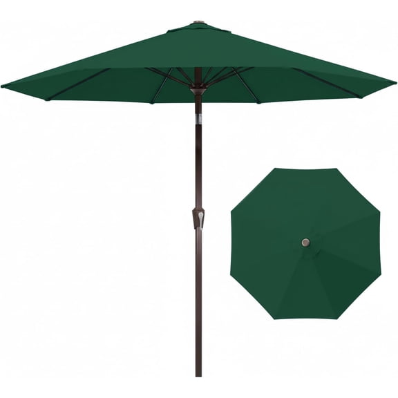 9FT Auto-Tilt Patio Umbrella|Outdoor Market Table Umbrella with 8 Fiberglass Ribs for Pool,Deck&Backyard