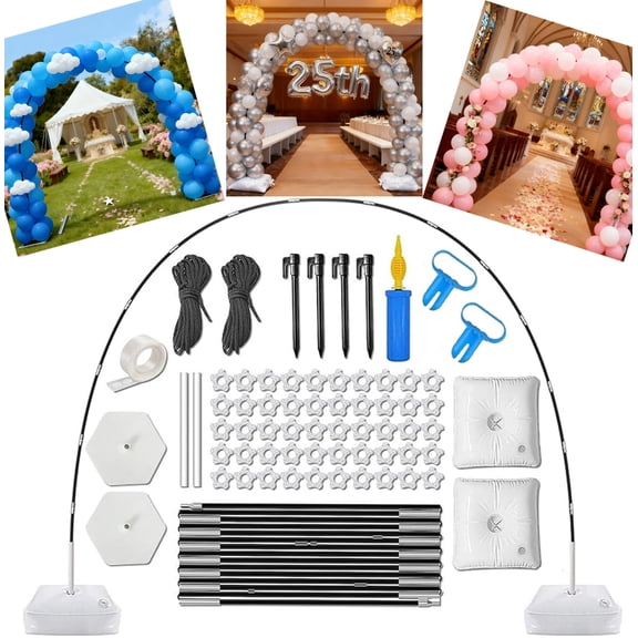 Professional 9-foot Balloon Arch Support Kit - Heavy-duty metal frame and weighted base, suitable for stable wedding and party backdrops (9 feet x 10 feet, quick setup).