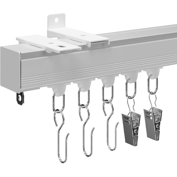 9FT Ceiling Curtain Tracks Ceiling Wall Mounted Heavy-Duty Aluminum Alloy Rails Room Divider Ceiling Curtain Track, Privacy Guard for Living Room Bedroom Room Shower Divider(White)