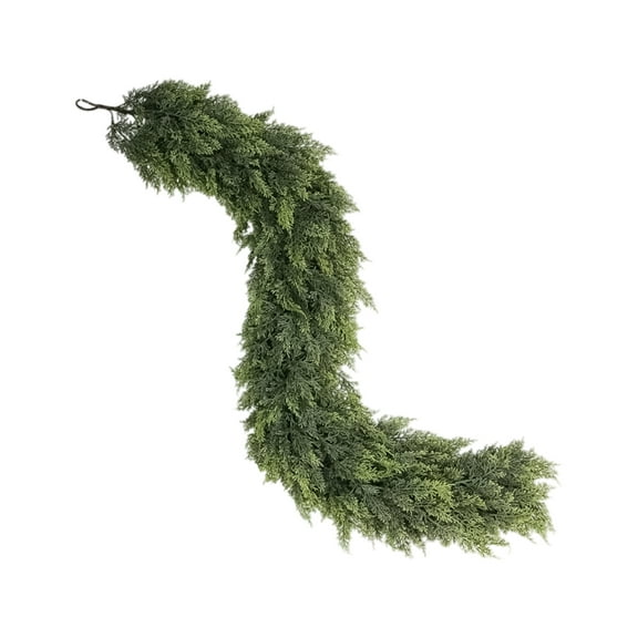 9FT Christmas Cedar Garland with Realistic Soft Thickness Pine, Artificial Green Faux Cedar Pine Garland for Fireplace Mantle Fireplace Indoor Outdoor Holiday Party Home Decoration, General Set