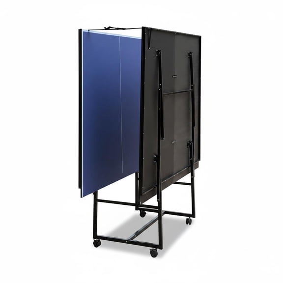 9FT Full Size Outdoor Ping Pong Table Collapsible Portable with Wheels Net Fast Assembly Blue