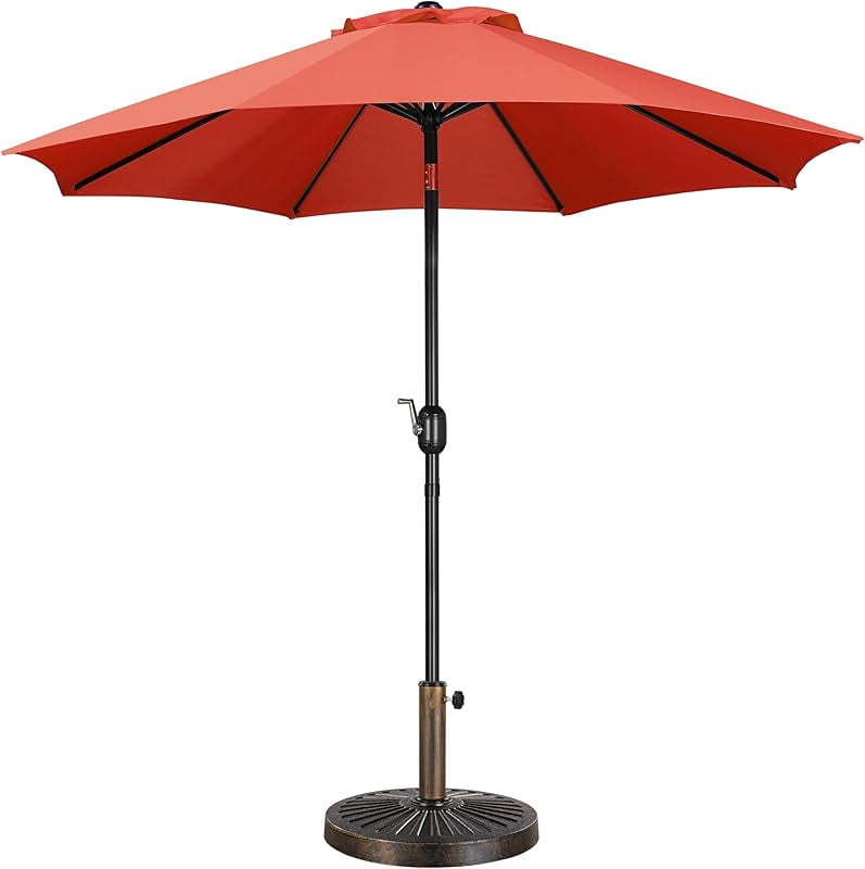 9FT Garden Table Umbrella with 30lb Patio Umbrella Base, Patio Market ...