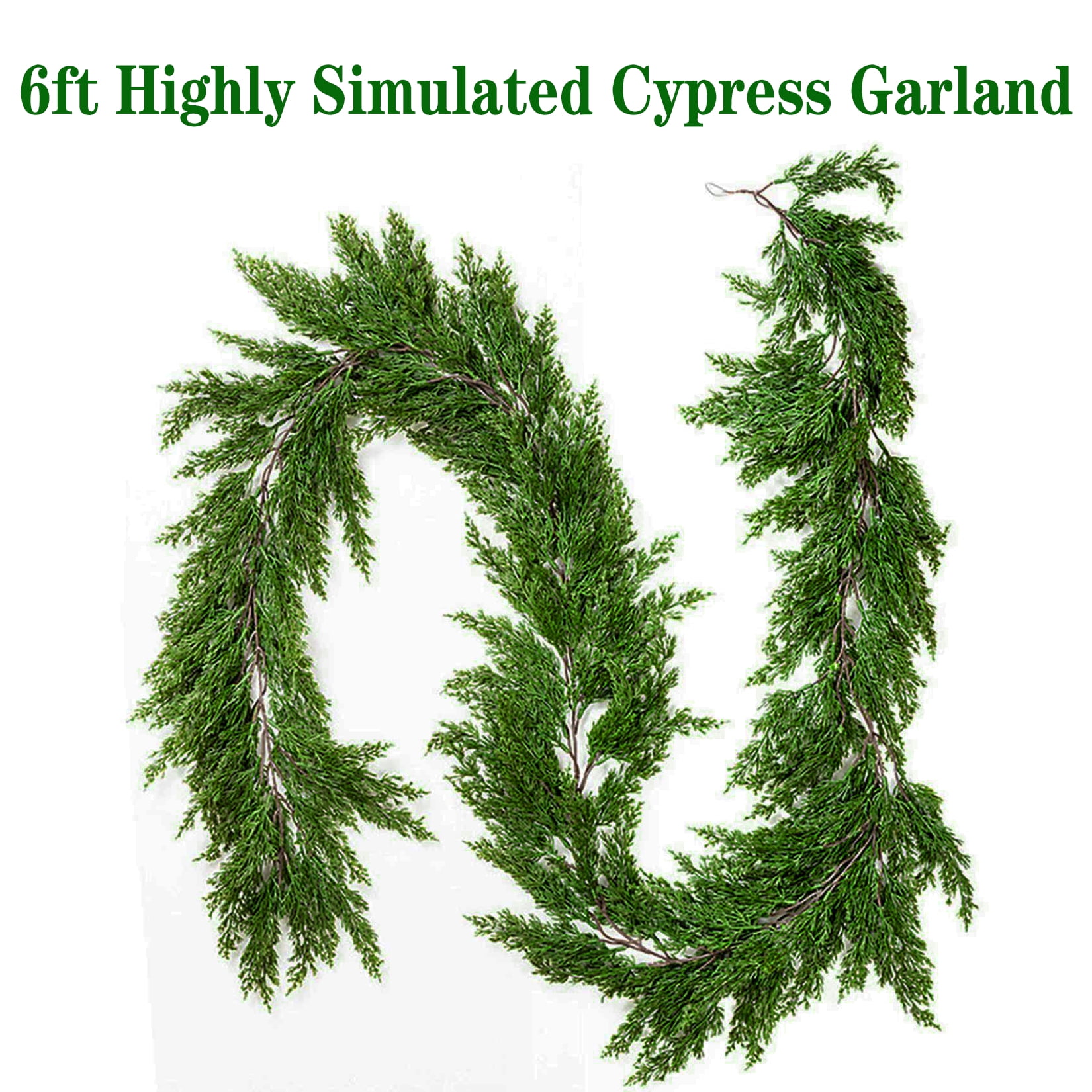 9FT Handmade Christmas Cypress Garlands, Artificial Cypress Needles ...