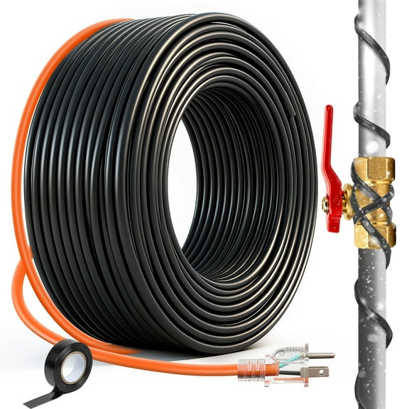 9FT Heat Tape Roof Snow De-Icing, Deicing Heating Cable,Pipe (Metal And Plastic) Freeze Protected Water Pipe Heating Cable, Self Regulating Temperature, with Mounting Buckle, 120V 8W/ft