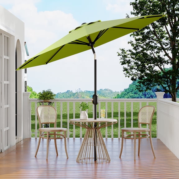9FT Heavy-Duty Patio Umbrella with Push Button Tilt & Crank -UV Protection Waterproof Outdoor Umbrella, 8 Ribs Wind Resistant for Pool Deck, Garden, Backyard