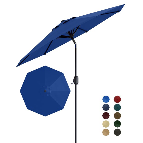 9FT Heavy-Duty Patio Umbrella with Push Button Tilt & Crank -UV Protection Waterproof Outdoor Umbrella, 8 Ribs Wind Resistant for Pool Deck, Garden, Backyard