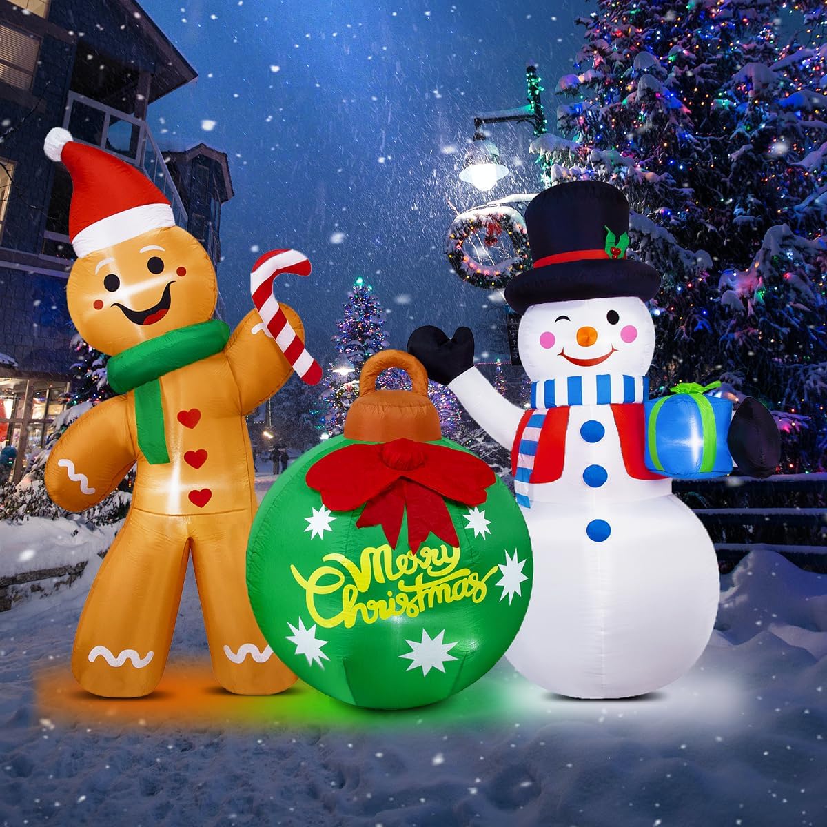 9FT Long Merry Christmas Inflatables Decorations with LED Lights