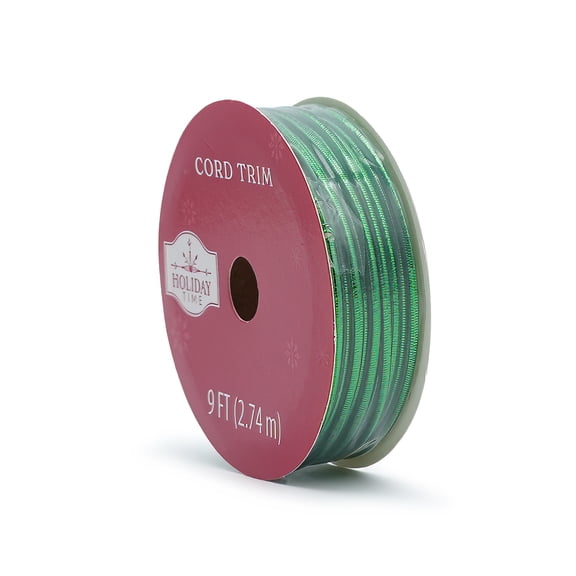 Green Metallic Elastic Cord Trim, 9 Feet, by Holiday Time