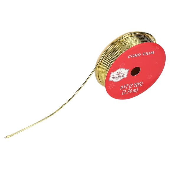 Gold Metallic Cord Christmas Trim, 9', by Holiday Time