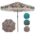 thumbnail image 1 of 9FT Outdoor Market Umbrella with Crank Handle, Push-Button Tilt, 8 Fiberglass Ribs, Sturdy 1.5" Steel Pole, Tassel Fringe for Patio, Pool, and Garden, 1 of 10