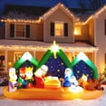 thumbnail image 1 of 9FT Outdoor Nativity Set with Starry Night Backdrop, Lighted Christmas Inflatable Decoration with Built-in LED Lights, Blow Up Nativity Set for Yard, Lawn, Garden, Green and Yellow, 1 of 7