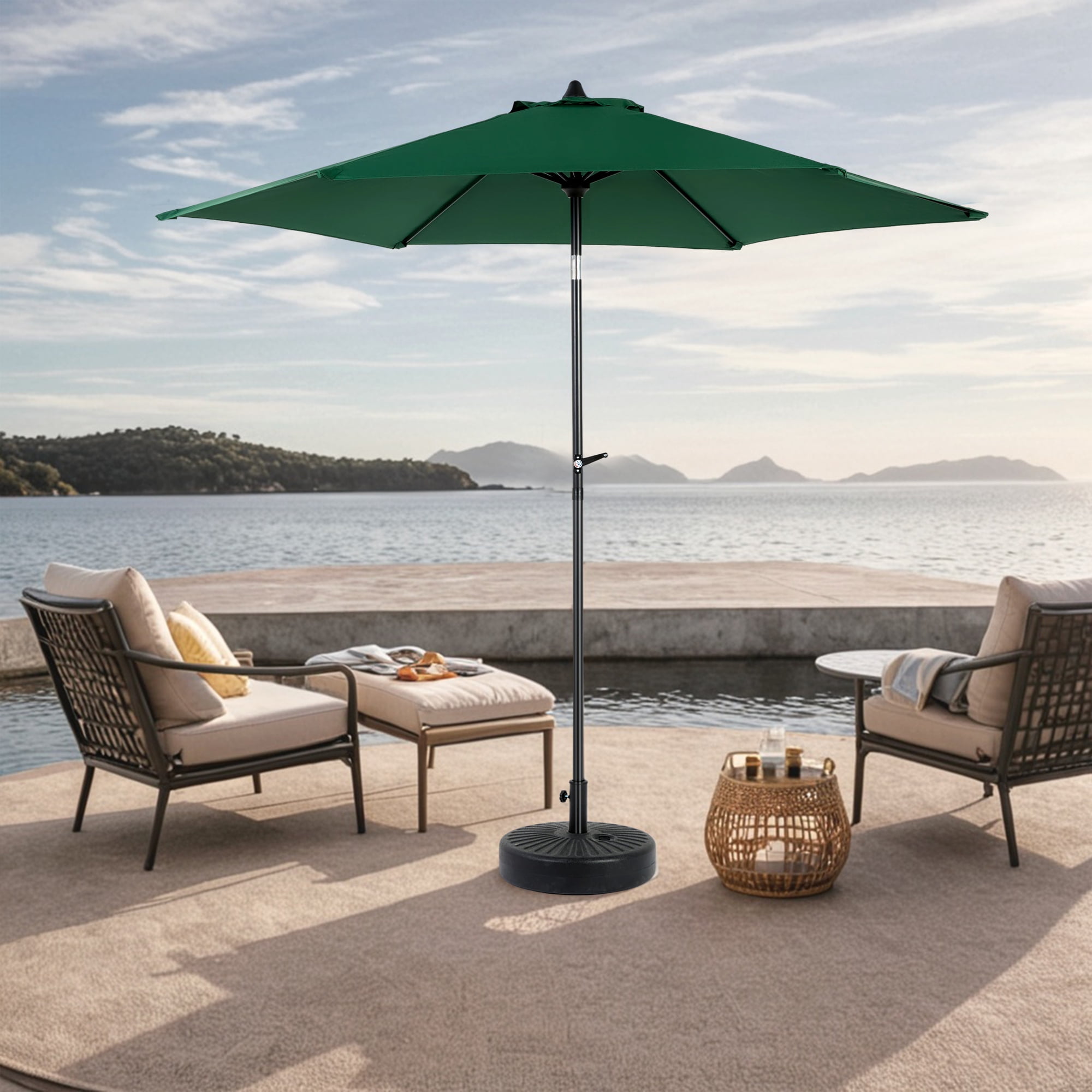 9FT Outdoor Patio Umbrella Outdoor Table Umbrella with Push Button Tilt and Crank, Market Umbrella 6 Sturdy Ribs , Deck, Backyard, Pool