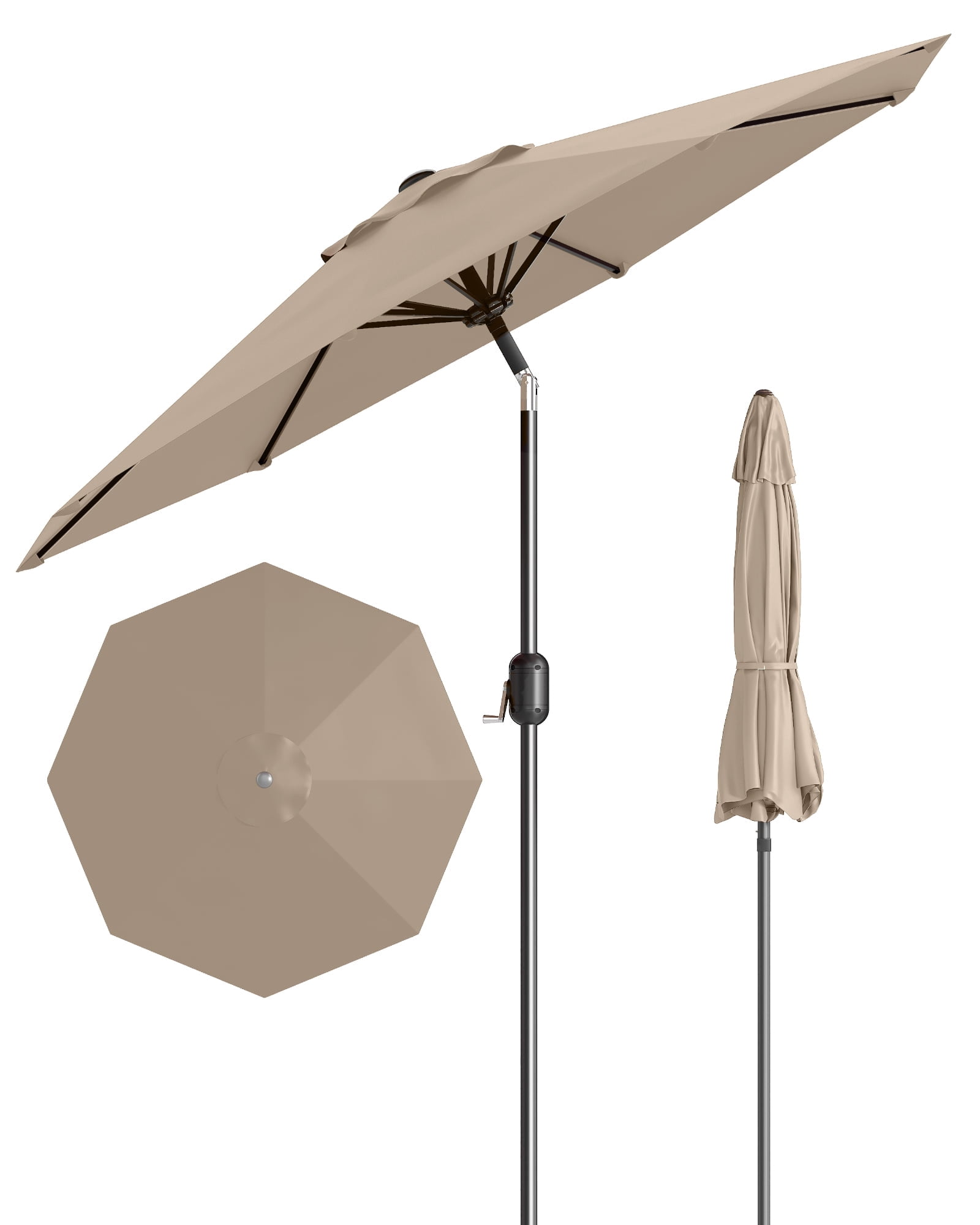 8 round patio umbrella with tilt Nuu Garden 10 ft outdoor aluminum UU01| beige, eight sturdy ribs & push button and crank Expand your outdoor living space with this generously proportioned 10 ft 9FT Outdoor Patio Umbrella with