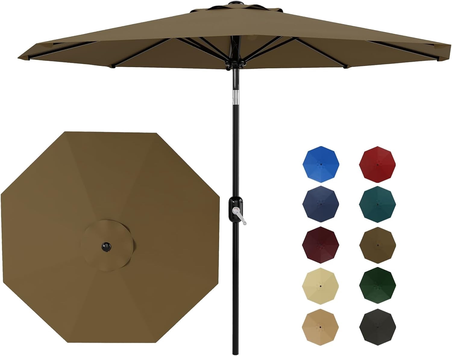 9FT Outdoor Patio Umbrella, Table Market Umbrella, 6 Sturdy Ribs UV Protection Waterproof for Garden, Deck, Backyard, Pool