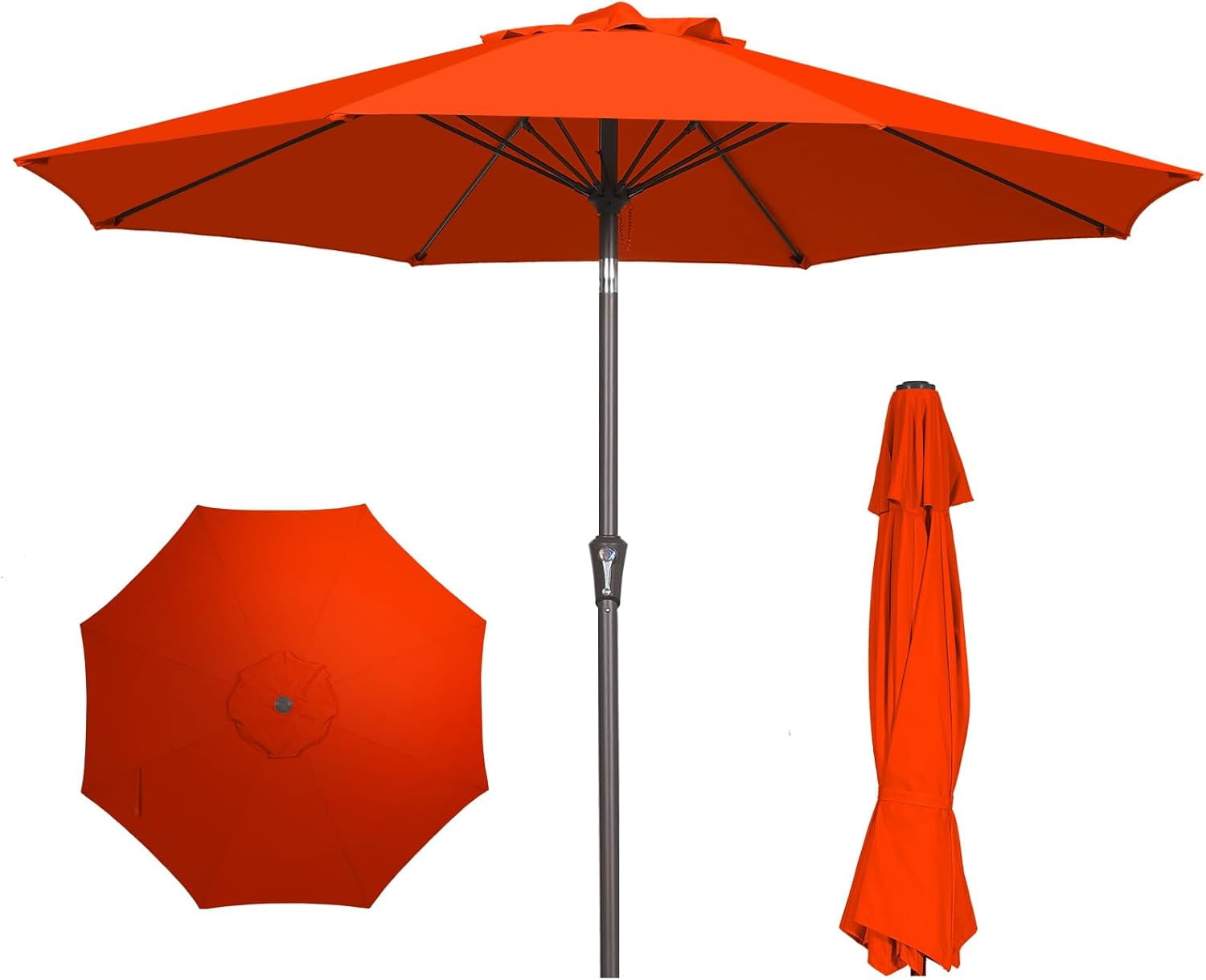 9FT Patio Umbrella Outdoor Market Umbrella with Push Button Tilt and ...