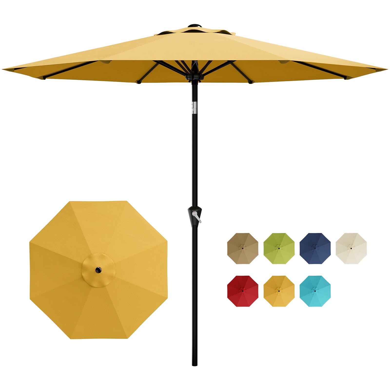 international caravan khaki market patio umbrella ABCCANOPY 9FT Scalloped Table Umbrella, The hand crank mechanism allows for effortless adjustments between straight and tilted positions Market Umbrella, 9 ft. Powder