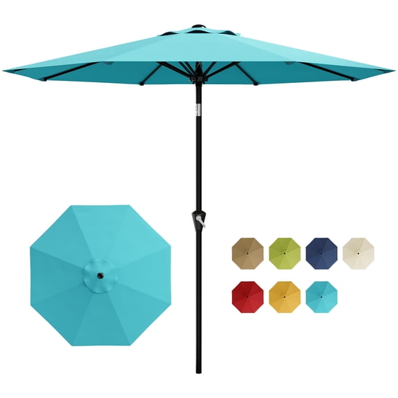 9FT Patio Umbrella Outdoor, UV Protection UPF 50+ Market Umbrella with Crank & Tilt, 8 Steel Ribs, Waterproof Sun Shade for Garden, Balcony, Pool (Base Not Included)