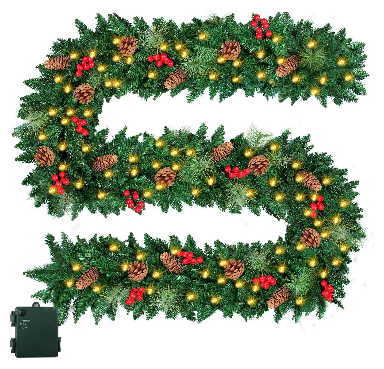 9FT Prelit Christmas with 100 Lights Christmas Decorations Outdoor Lighted Christmas for Mantle