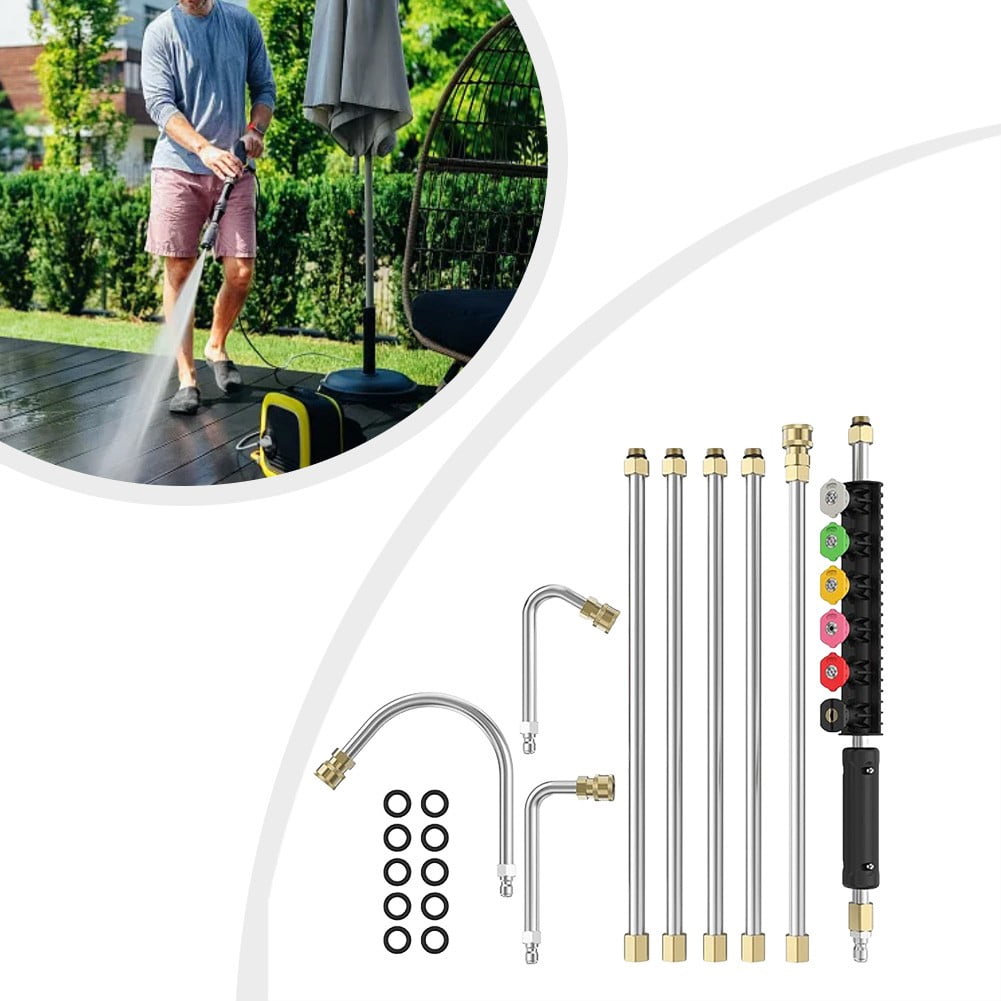 9FT Pressure Washer Extension Wand with 6 Nozzles for Gutter & Roof Cleaning