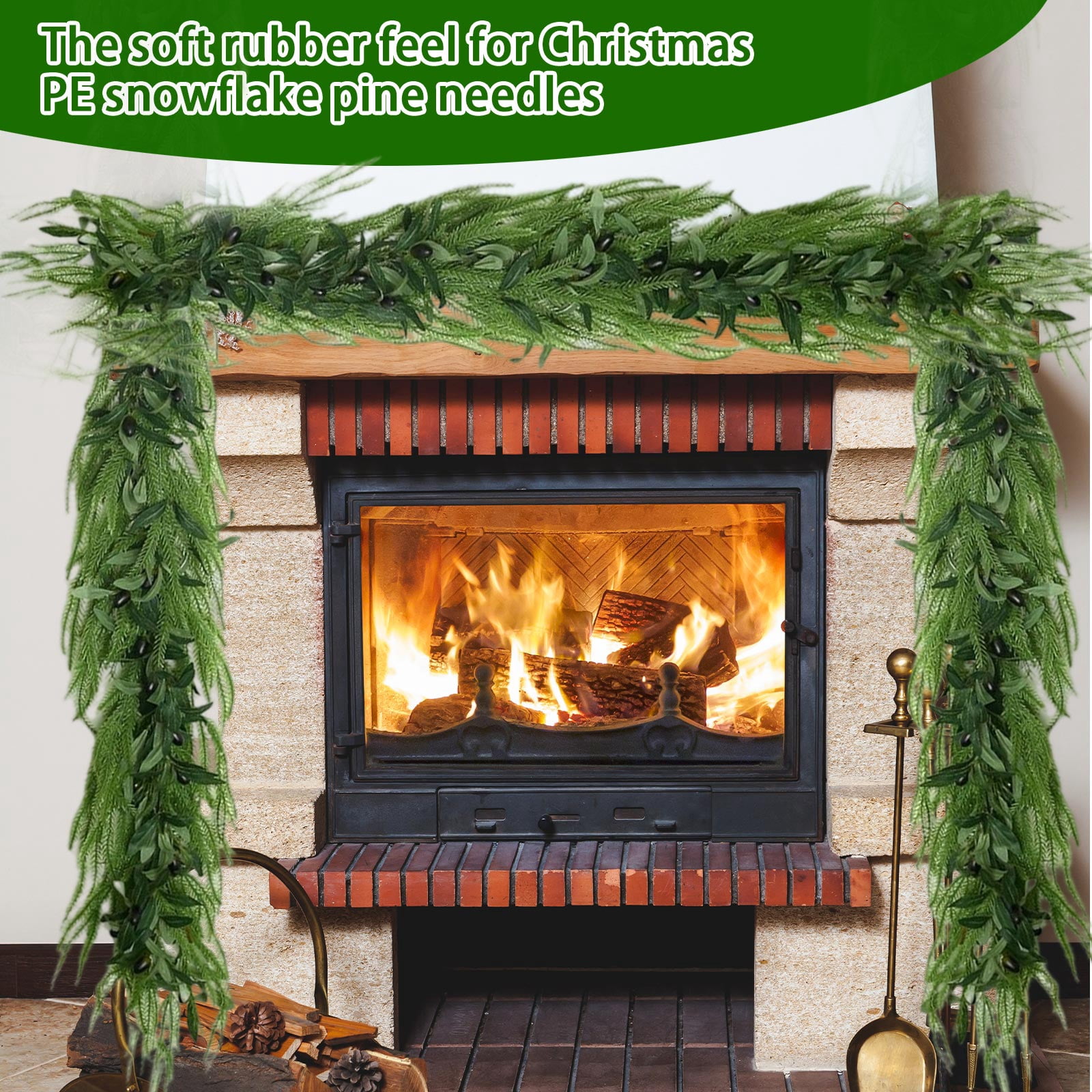Real Touch Cedar Garland, 2 stuks cederslinger voor kerstdecoratie - 1,5 m echte aanraking, realistisch wintergroen voor mantel, open haard, tafel, deur