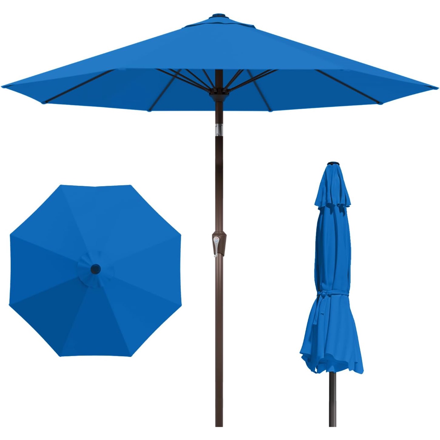 9FT Patio Umbrella with Fiberglass Ribs, Outdoor Market Table Umbrella ...