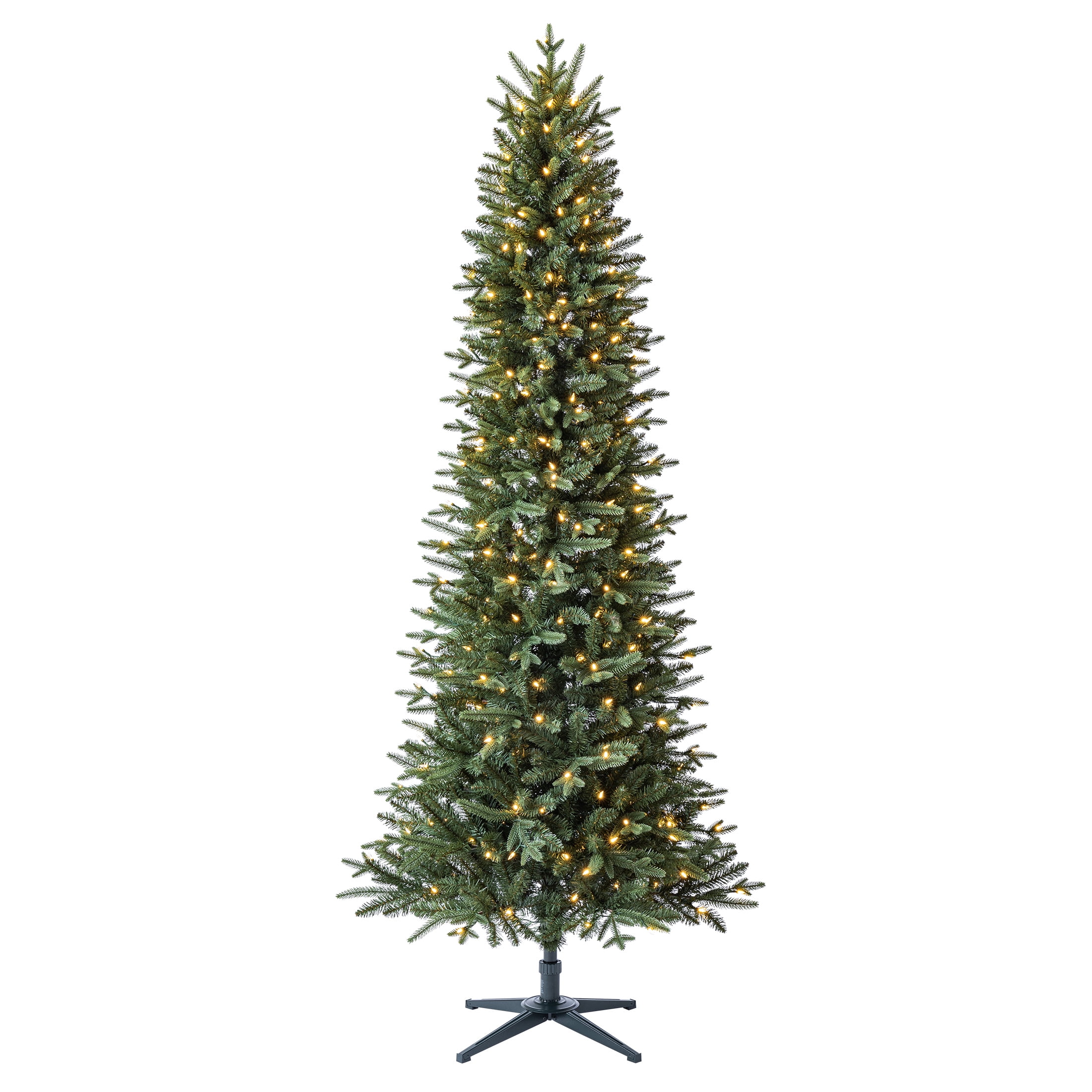 9’ Sanford Pencil Fir Prelit Green Artificial Christmas Tree with Warm White LED Lights, by Holiday Time
