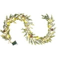 thumbnail image 1 of 9FT Snowy Christmas Garland Battery Operated, Faux Spruce Evergreen Garland with 30 LED Lights, Pine Cones, Berry for Mantel Stair Railing Office Fireplace Decorations, 1 of 12