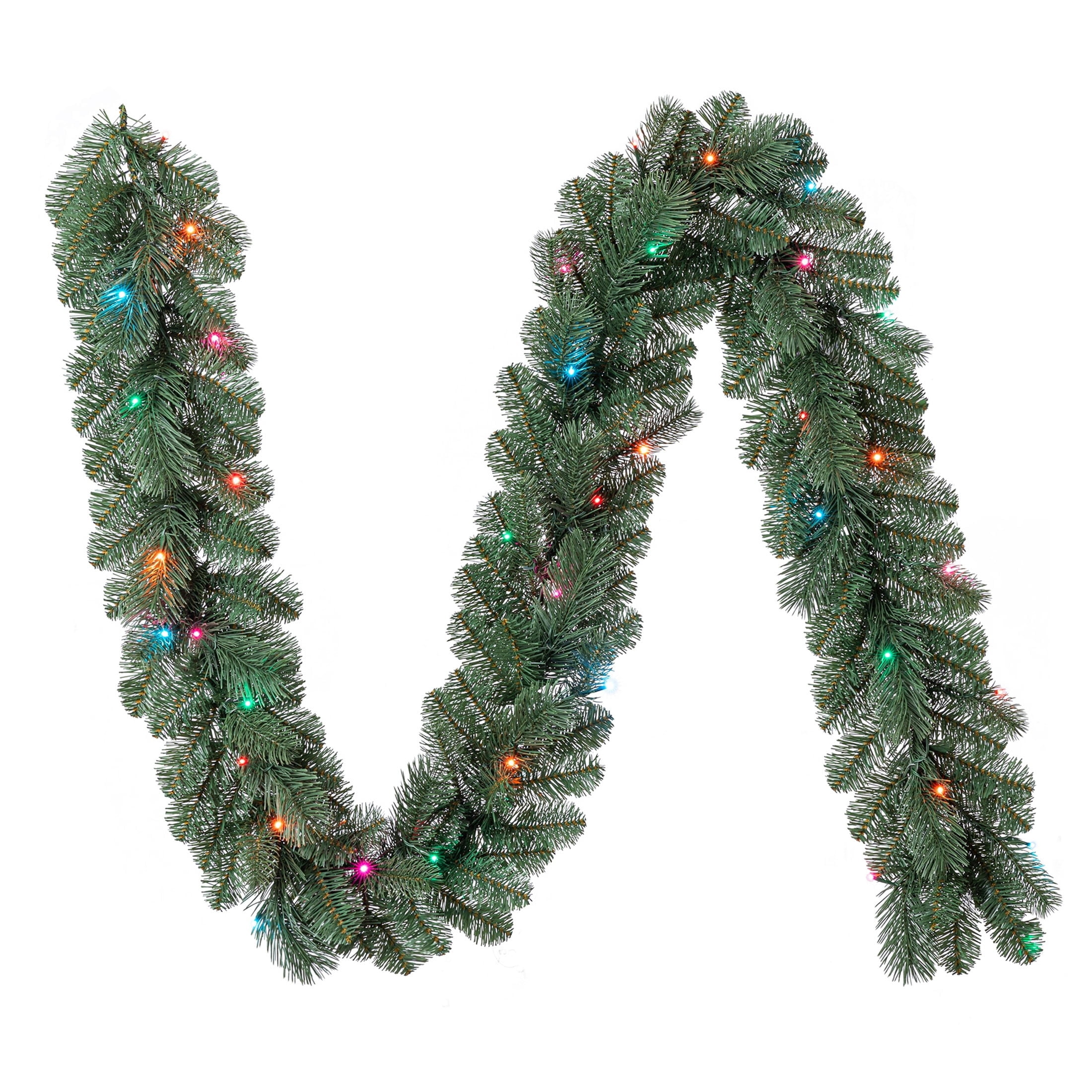 Valencia LumaDazzle Pre-Lit Color-Changing Twinkle LED Artificial Christmas Garland, Green, 9', by Holiday Time