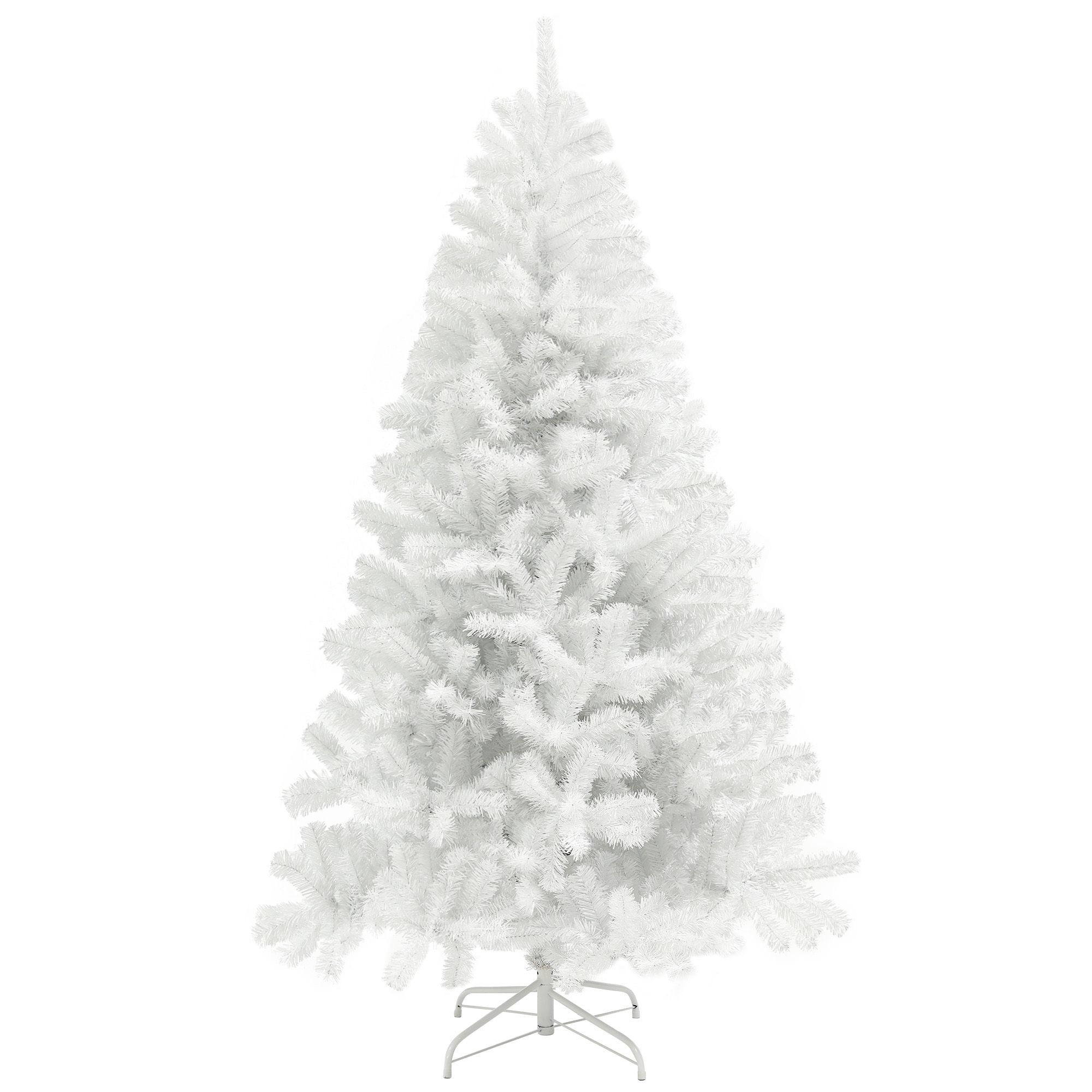 9FT White Fake Christmas Tree, Unlighted Artificial Trees w/ 2132 Branch Tips, Auto Open & Steel Base, Perfect for Home, Holiday